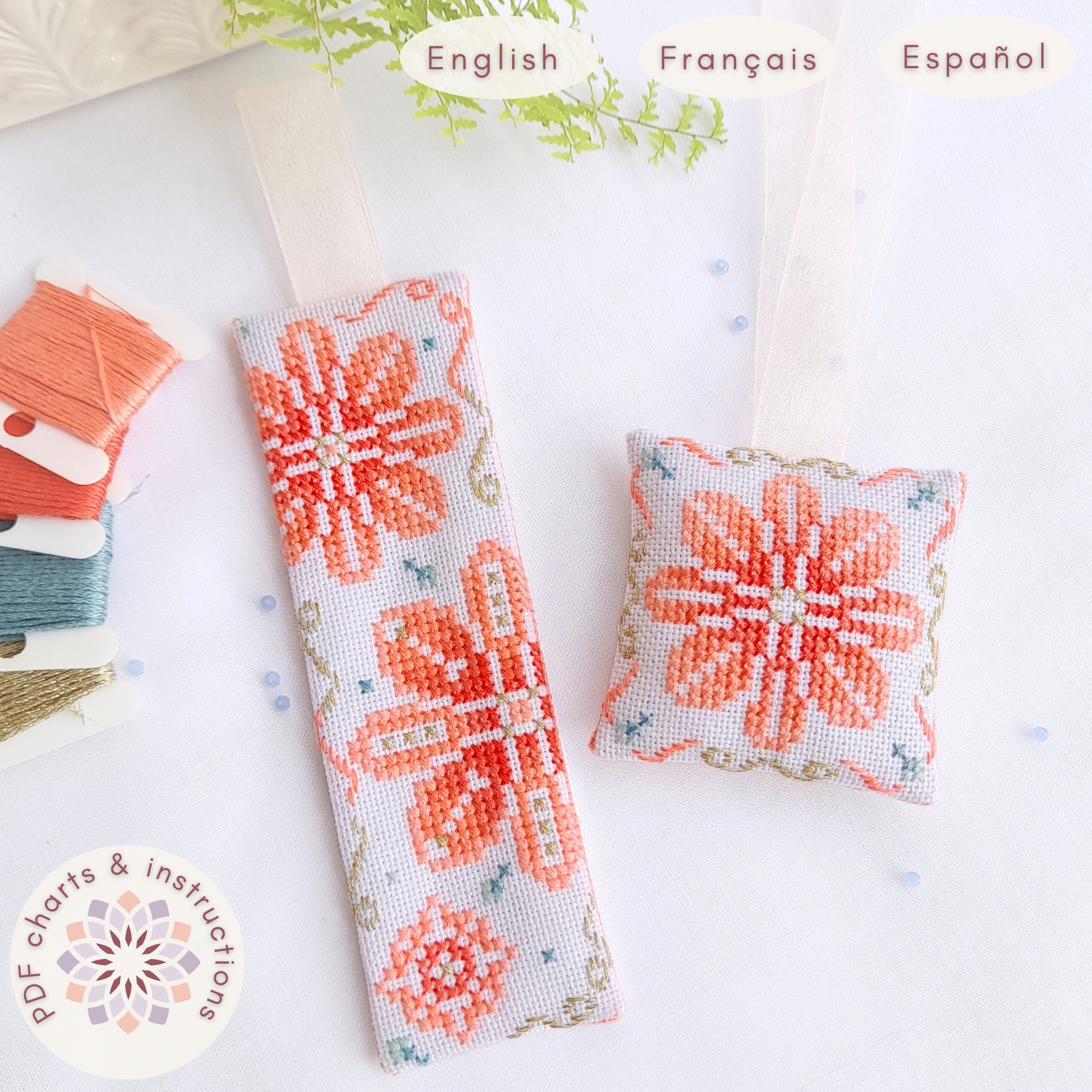 Peach Blossom Bookmark and Tag