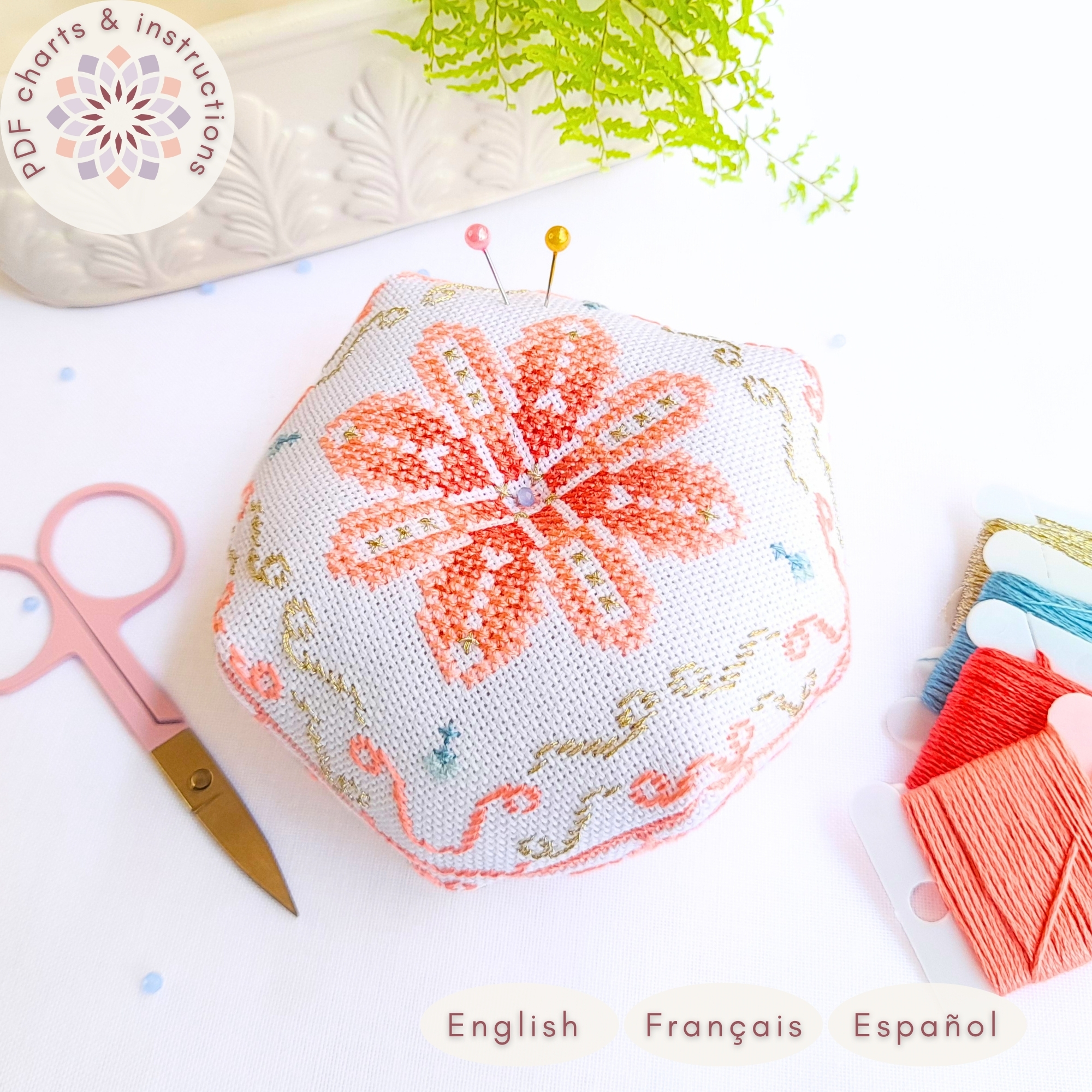 Biscornu Fleur de Pêche